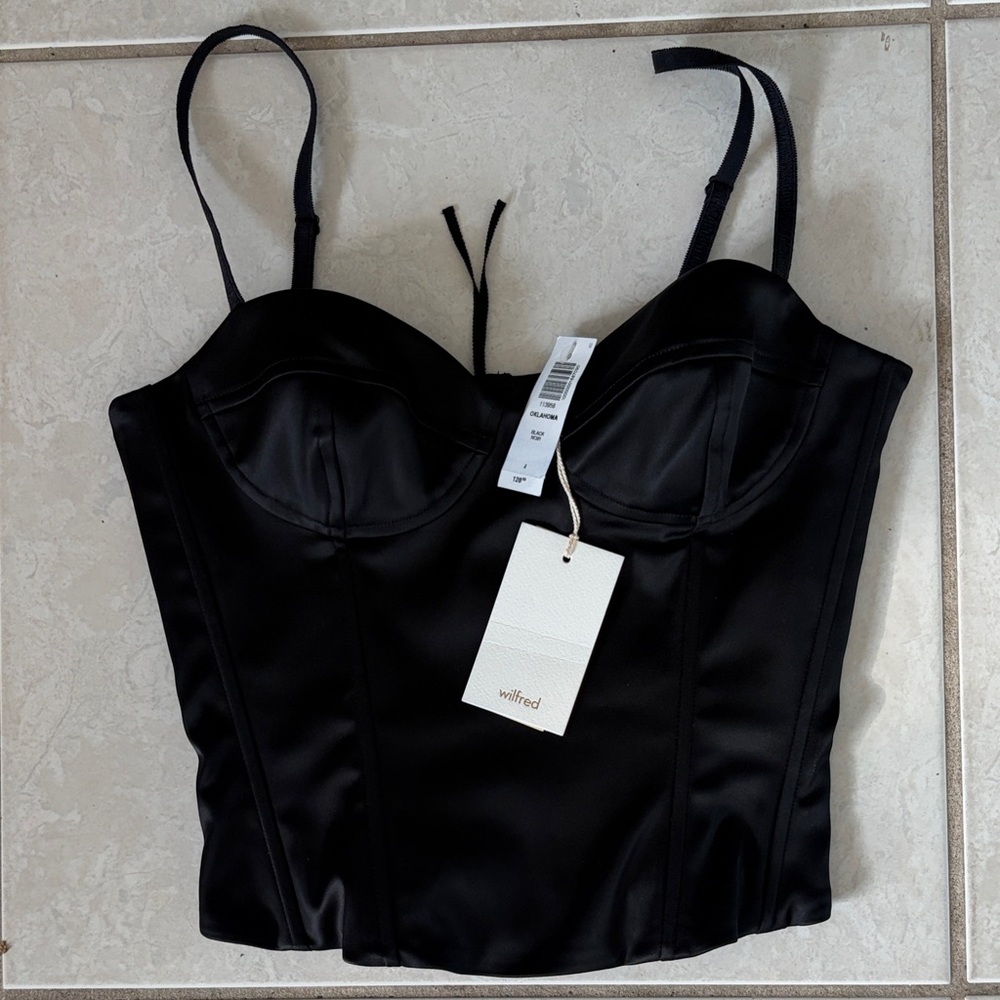 Wilfred Midnight Satin Corset Top